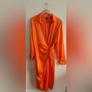 Orange Women's Wrap Dress L